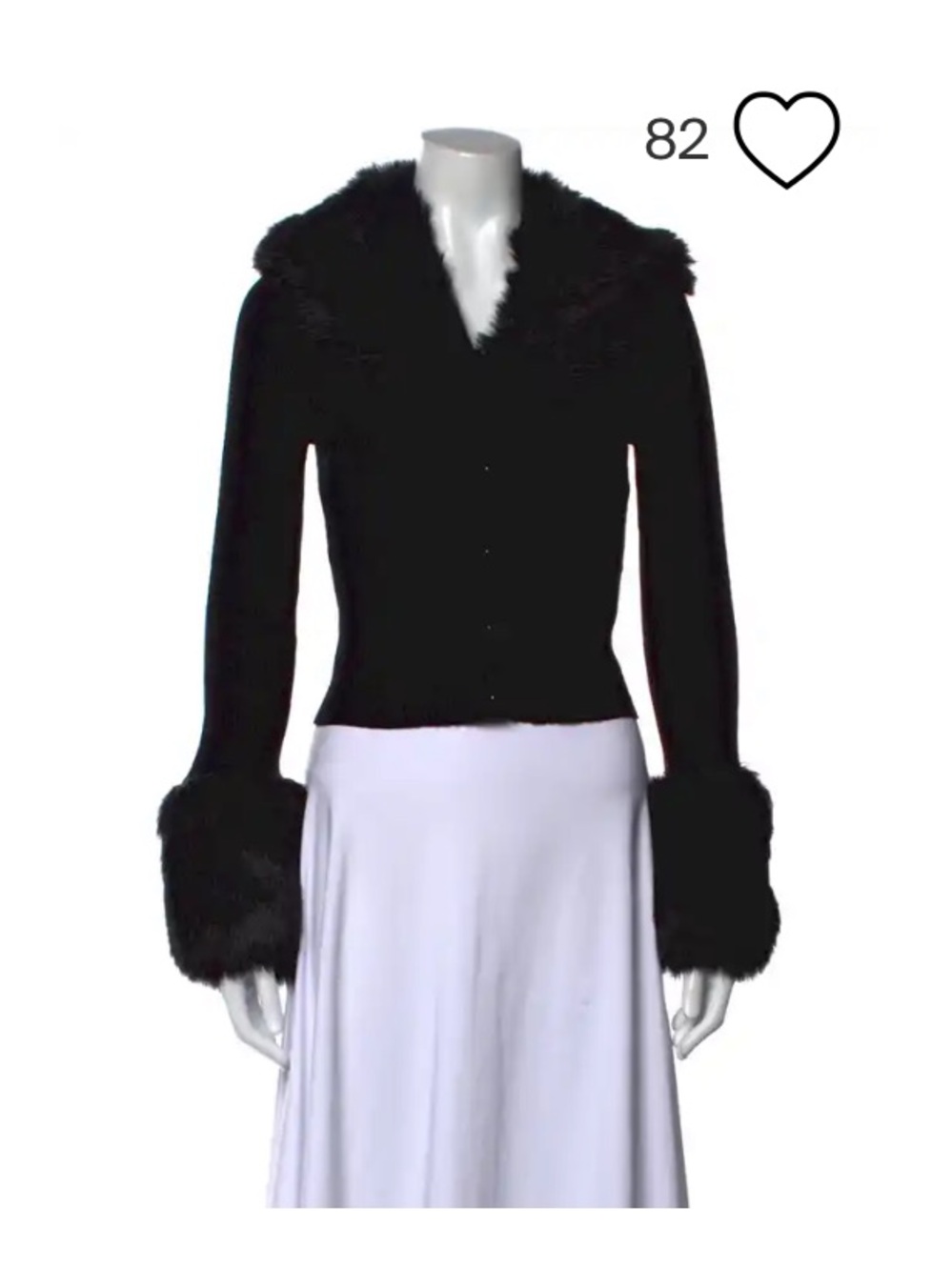 Selkie Faux-Fur Trim Ribbed Button-Front Women's Sweater sz M - Picture 5 of 6